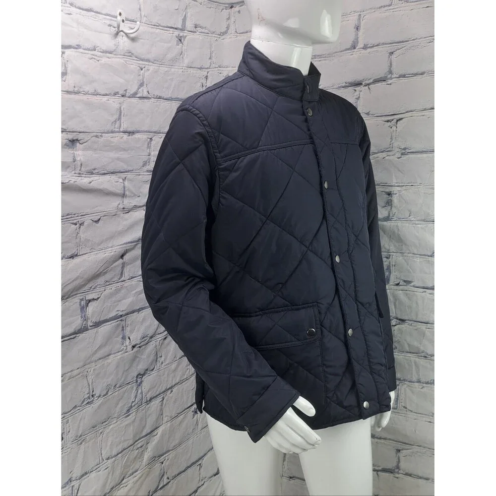 J. Crew Men's Quilted Jacket Coat Outerwear Navy Lined Filled Large